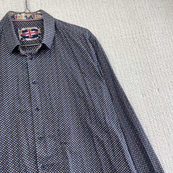 Soul of London Colorful Floral AOP Cotton Semi-Fitted Shirt Men’s XL 17.5 Dress - Picture 4 of 14